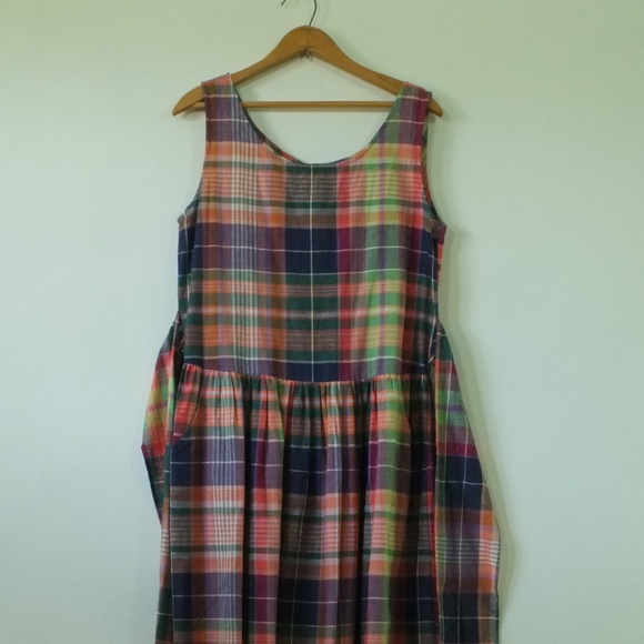vintage plaid dress | 1980s medium cotton dress - Picture 12 of 14